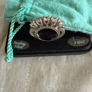 Luxury Italian Silver Ring 5 Stones